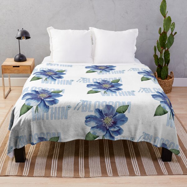 Item preview, Blossom Within Blue Floral Typography designed and sold by LunaVales.
