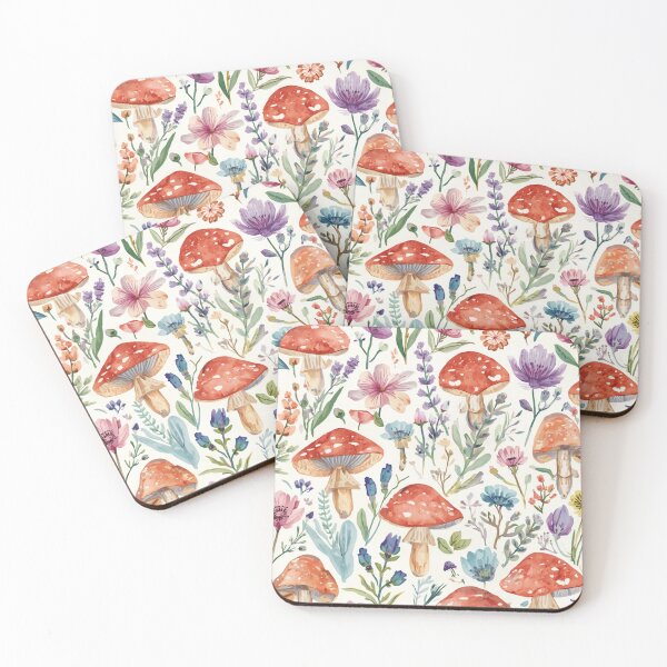 Item preview, Watercolor Mushroom and Wildflower Floral Pattern designed and sold by Oddifys.