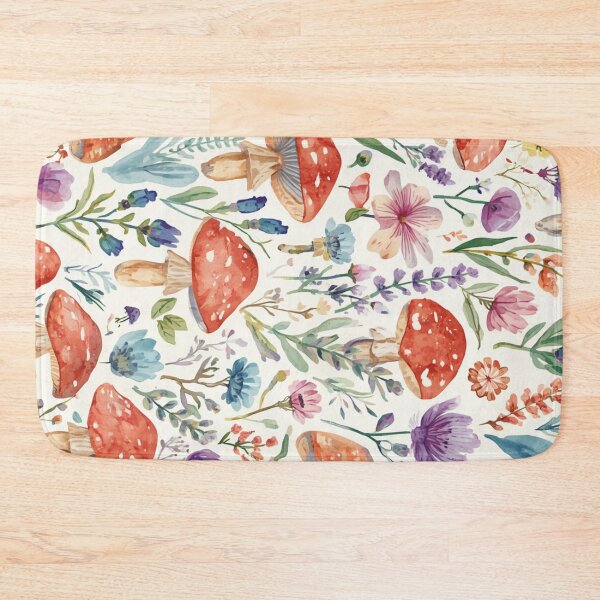 Item preview, Watercolor Mushroom and Wildflower Floral Pattern designed and sold by Oddifys.