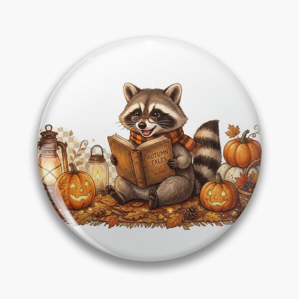 Item preview, Cozy Autumn Raccoon Reading Book Art designed and sold by GrzywaM.