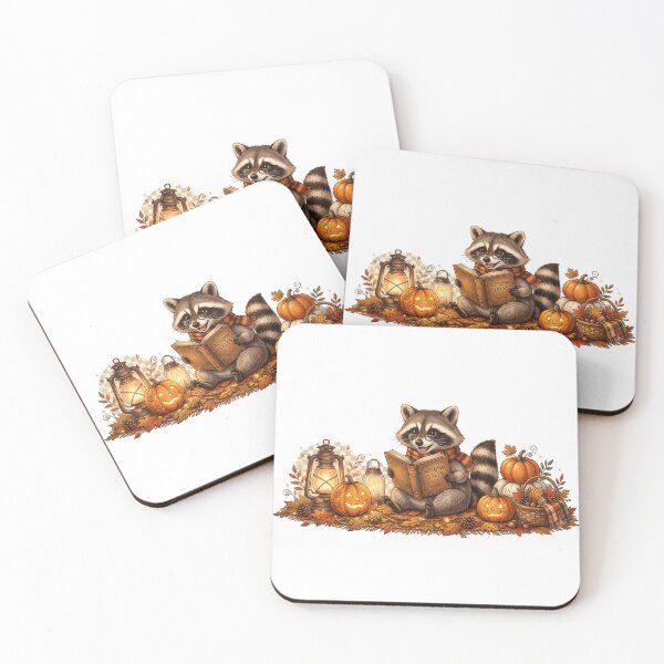 Item preview, Cozy Autumn Raccoon Reading Book Art designed and sold by GrzywaM.