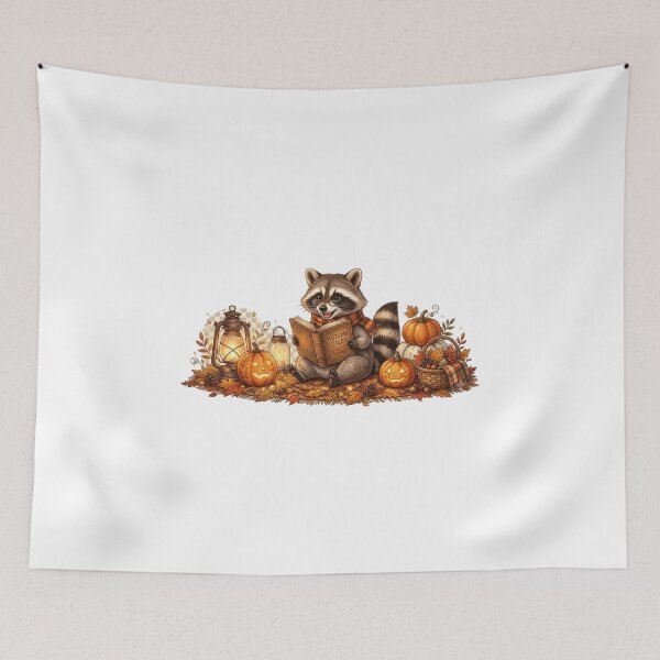Item preview, Cozy Autumn Raccoon Reading Book Art designed and sold by GrzywaM.