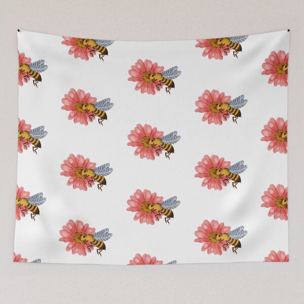 Item preview, Busy Bee on Pink Flower Illustration designed and sold by LunaVales.