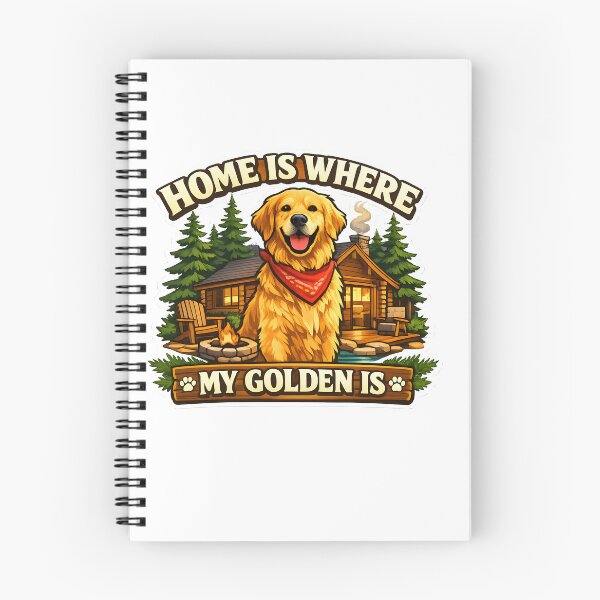 Item preview, Home Is Where My Golden Is – Cozy Cabin Golden Retriever Design, Fire Pit Dog Lover Shirt designed and sold by Sahil Randhawa.