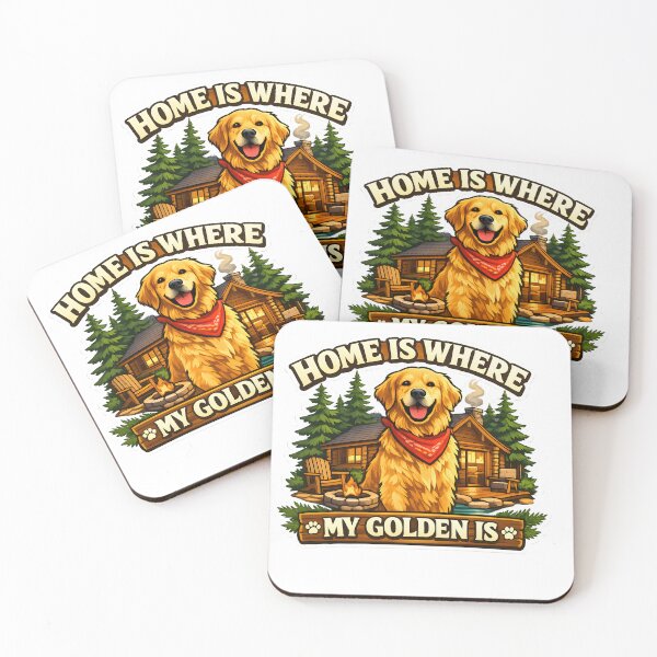Item preview, Home Is Where My Golden Is – Cozy Cabin Golden Retriever Design, Fire Pit Dog Lover Shirt designed and sold by Sahil Randhawa.