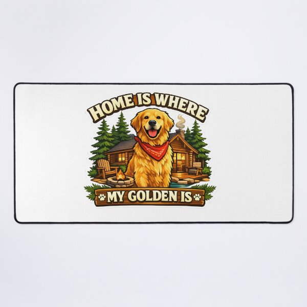 Item preview, Home Is Where My Golden Is – Cozy Cabin Golden Retriever Design, Fire Pit Dog Lover Shirt designed and sold by Sahil Randhawa.