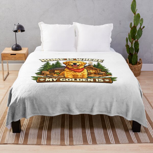 Item preview, Home Is Where My Golden Is – Cozy Cabin Golden Retriever Design, Fire Pit Dog Lover Shirt designed and sold by Sahil Randhawa.
