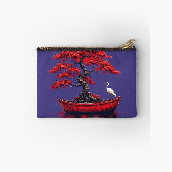 Item preview, Japanese Bonsai Tree in Red Boat – Zen Minimalist Aesthetic Rising Sun Reflection Art designed and sold by Ikra Best.