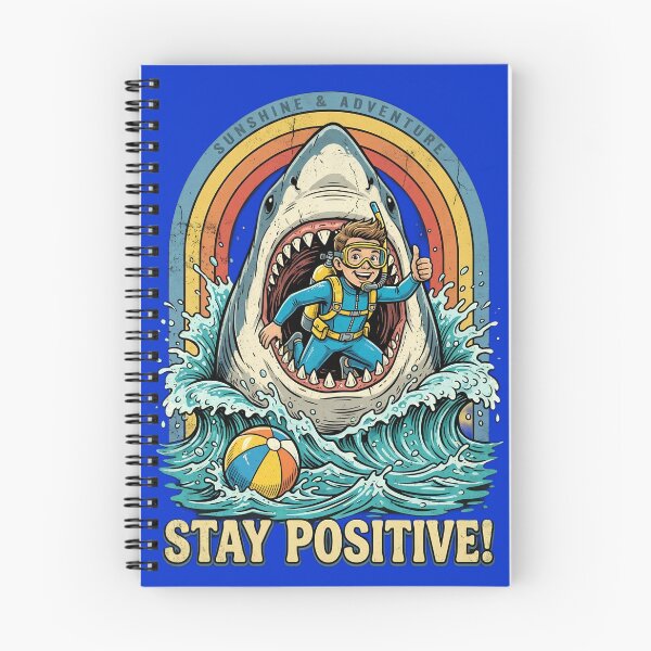 Item preview, Stay Positive Shark Diver Vintage T-Shirt | Funny Scuba Diving Adventure Retro Beach Graphic designed and sold by Bhaskar Digital Art.