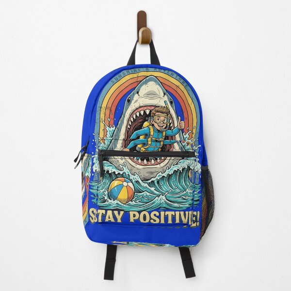 Item preview, Stay Positive Shark Diver Vintage T-Shirt | Funny Scuba Diving Adventure Retro Beach Graphic designed and sold by Bhaskar Digital Art.