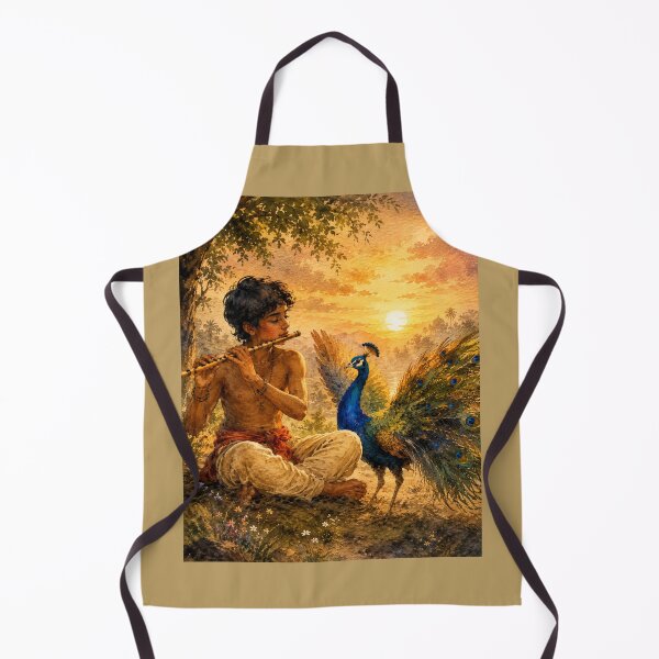 Item preview, Sunset Flute Melody with Peacock Watercolor | Indian Nature Fine Art Painting | Peaceful Boho Aesthetic T-Shirt designed and sold by HOUSE OF TIST.