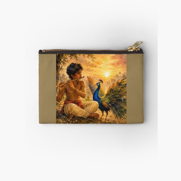 Item preview, Sunset Flute Melody with Peacock Watercolor | Indian Nature Fine Art Painting | Peaceful Boho Aesthetic T-Shirt designed and sold by HOUSE OF TIST.