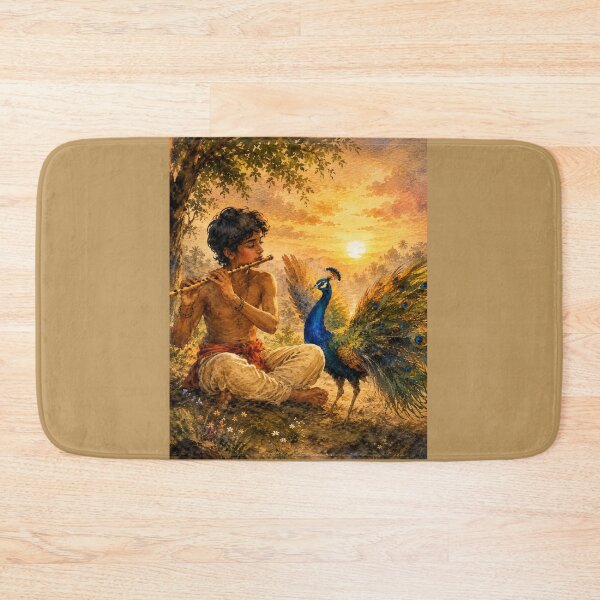 Item preview, Sunset Flute Melody with Peacock Watercolor | Indian Nature Fine Art Painting | Peaceful Boho Aesthetic T-Shirt designed and sold by HOUSE OF TIST.