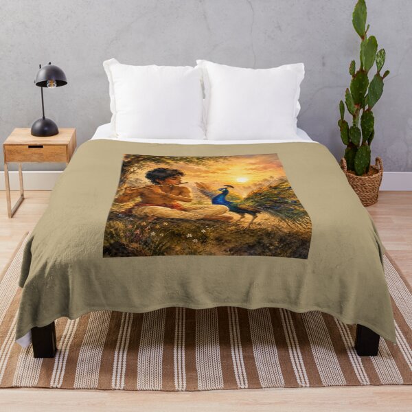 Item preview, Sunset Flute Melody with Peacock Watercolor | Indian Nature Fine Art Painting | Peaceful Boho Aesthetic T-Shirt designed and sold by HOUSE OF TIST.