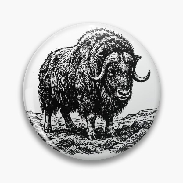 Item preview, Vintage Woodcut Muskox Illustration designed and sold by DuckOddity.