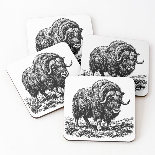 Item preview, Vintage Woodcut Muskox Illustration designed and sold by DuckOddity.