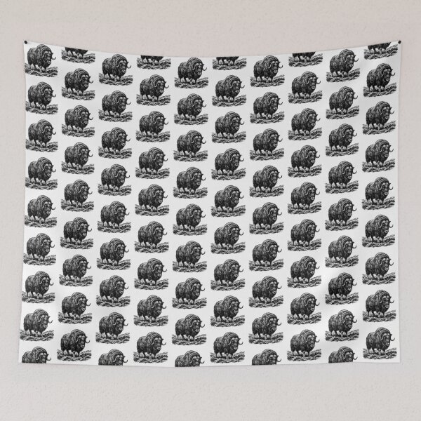 Item preview, Vintage Woodcut Muskox Illustration designed and sold by DuckOddity.