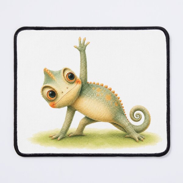 Item preview, Triangle Pose Chameleon Yoga Water Color Print designed and sold by YogiAnimalArt.