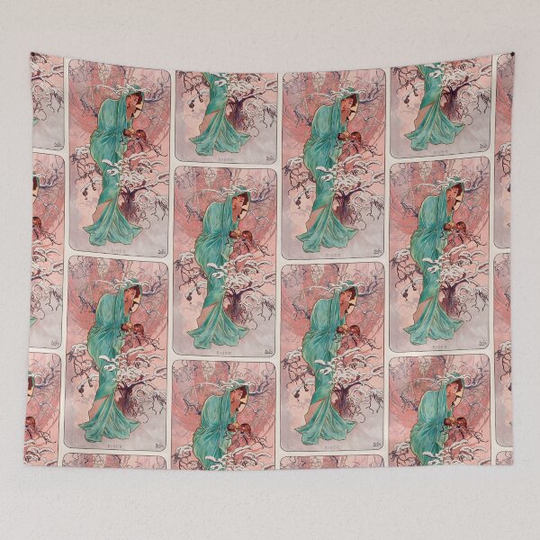 Item preview, Winter Woman in Green Cloak Snowy Branches designed and sold by artofuniverse.