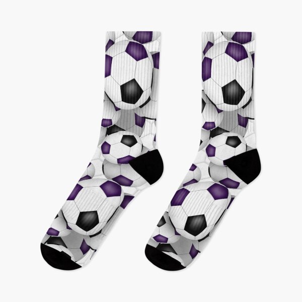 Item preview, Soccer balls with goal netting accent pattern - purple & black designed and sold by katzdzynes.