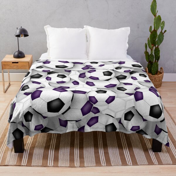Item preview, Soccer balls with goal netting accent pattern - purple & black designed and sold by katzdzynes.