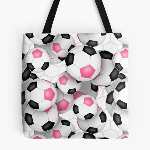 Item preview, Soccer balls with goal netting accent pattern - pink & black designed and sold by katzdzynes.