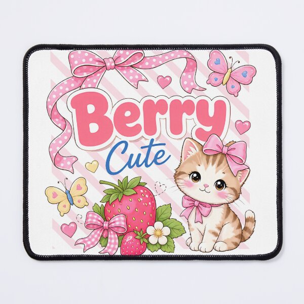 Item preview, Berry Cute Kitten Strawberry Art designed and sold by QuirkyCloud Designs.
