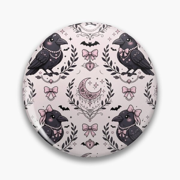 Item preview, Cute Kawaii Raven Gothic Pink Seamless Pattern designed and sold by KelliesGrafix.