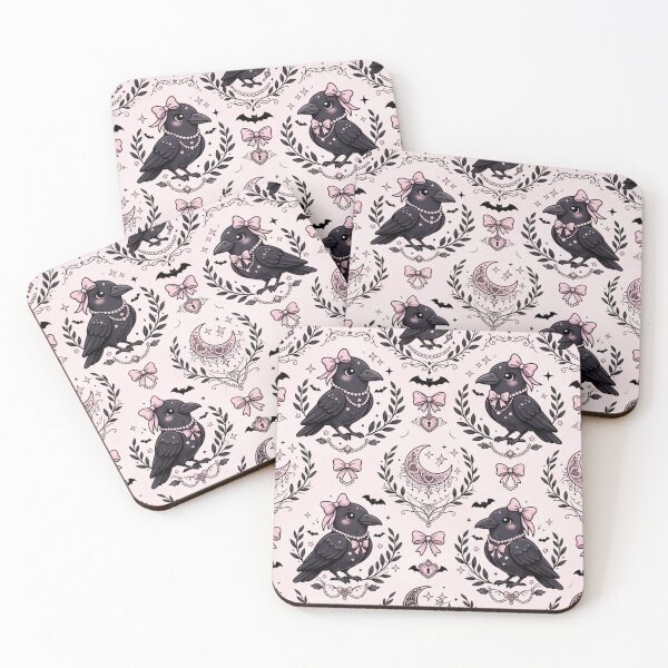 Item preview, Cute Kawaii Raven Gothic Pink Seamless Pattern designed and sold by KelliesGrafix.