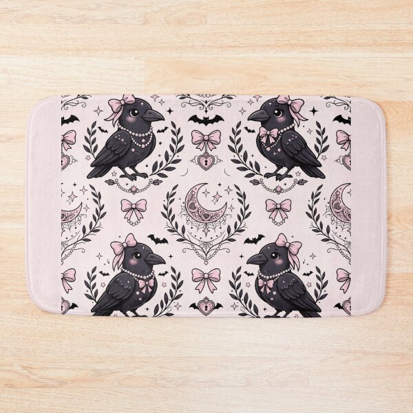 Item preview, Cute Kawaii Raven Gothic Pink Seamless Pattern designed and sold by KelliesGrafix.