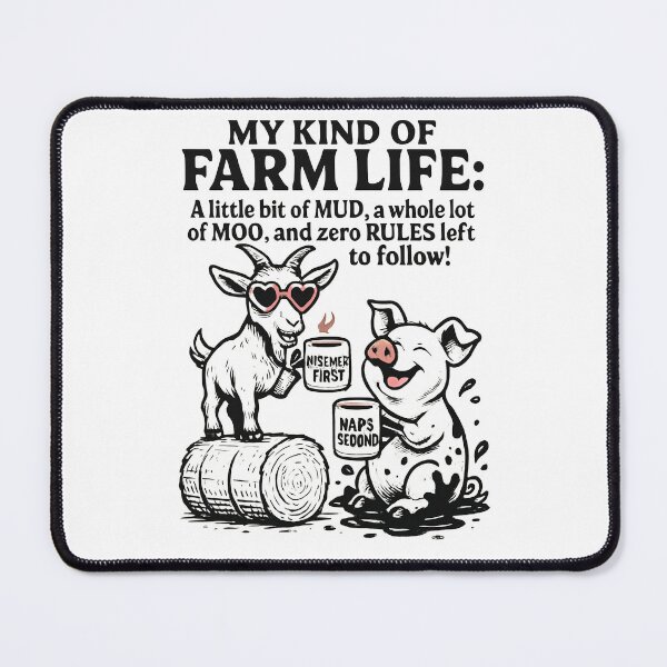 Item preview, My Kind Of Farm Life - Funny Goat and Pig Illustration designed and sold by BumbleBloom7.