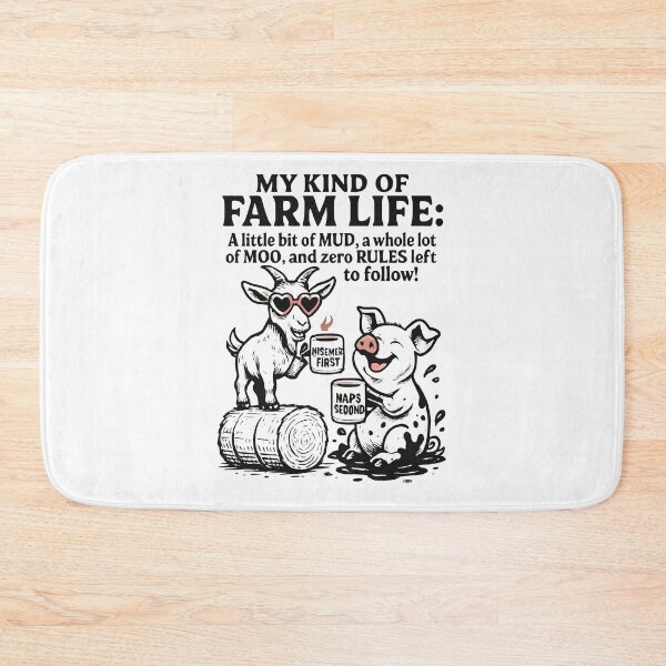 Item preview, My Kind Of Farm Life - Funny Goat and Pig Illustration designed and sold by BumbleBloom7.