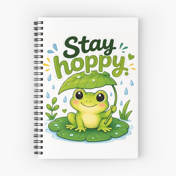 Item preview, Stay Hoppy | Cute Frog with Leaf Umbrella Cartoon Sticker | Kawaii Rainy Day Animal Gift designed and sold by CRAZZYDOODLES.