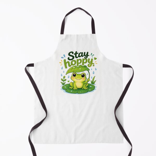 Item preview, Stay Hoppy | Cute Frog with Leaf Umbrella Cartoon Sticker | Kawaii Rainy Day Animal Gift designed and sold by CRAZZYDOODLES.