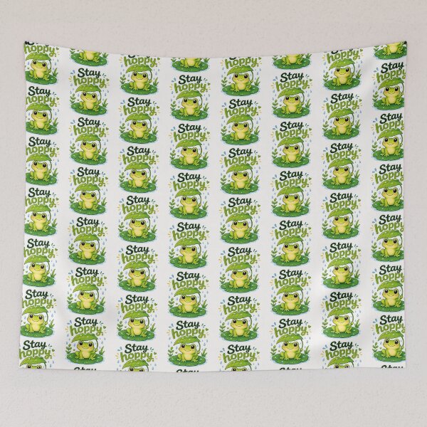 Item preview, Stay Hoppy | Cute Frog with Leaf Umbrella Cartoon Sticker | Kawaii Rainy Day Animal Gift designed and sold by CRAZZYDOODLES.