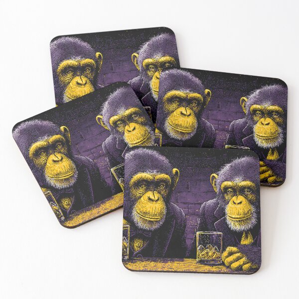 Item preview, Two Monkeys Dressed in Suits Enjoying Drinks Together designed and sold by Artessie.
