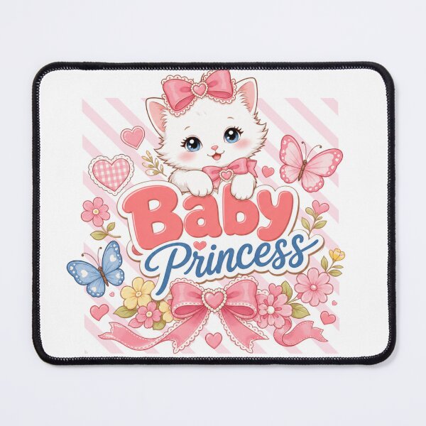 Item preview, Baby Princess Kitten Pink Bow Art designed and sold by QuirkyCloud Designs.