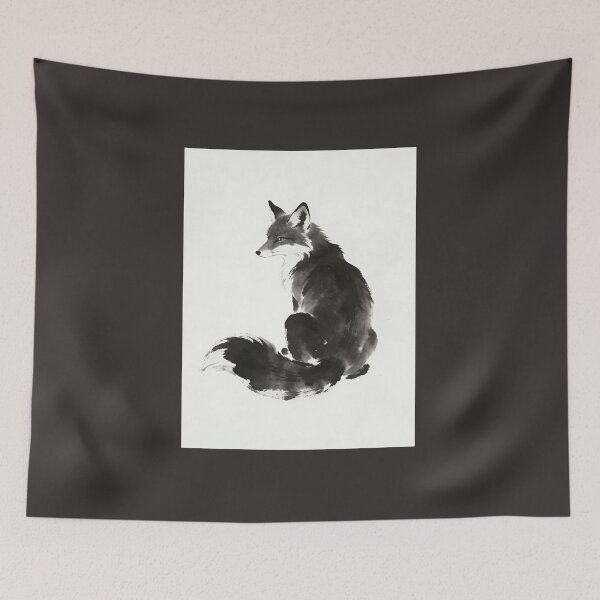 Item preview, Watercolor illustration of a fox in a Zen style designed and sold by cathygwen.
