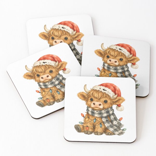 Item preview, Cute Highland Cow Christmas Watercolor Holiday Lights designed and sold by Moizento.
