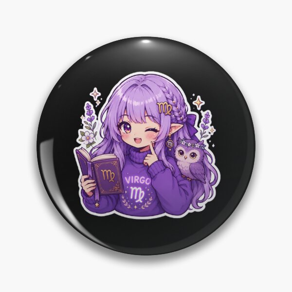 Item preview, Cute Virgo Girl Sticker | Kawaii Zodiac Anime Art | Purple Virgo Chibi Aesthetic designed and sold by MysticPurpleHue.