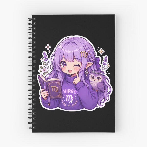 Item preview, Cute Virgo Girl Sticker | Kawaii Zodiac Anime Art | Purple Virgo Chibi Aesthetic designed and sold by MysticPurpleHue.