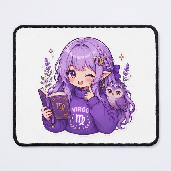 Item preview, Cute Virgo Girl Sticker | Kawaii Zodiac Anime Art | Purple Virgo Chibi Aesthetic designed and sold by MysticPurpleHue.