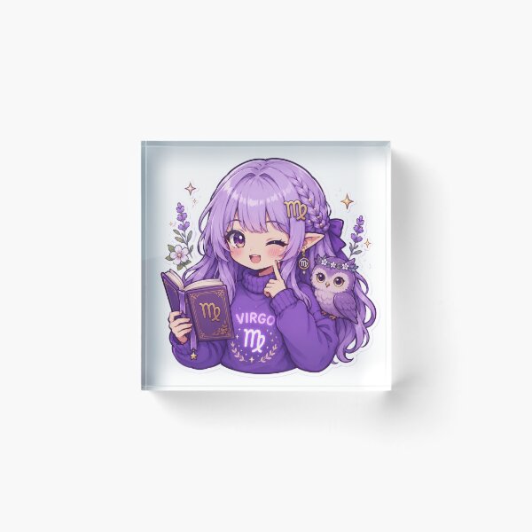 Item preview, Cute Virgo Girl Sticker | Kawaii Zodiac Anime Art | Purple Virgo Chibi Aesthetic designed and sold by MysticPurpleHue.
