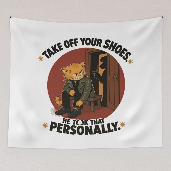 Item preview, Take Off Your Shoes Gangster Cat designed and sold by ANALOG MISCHIEF.