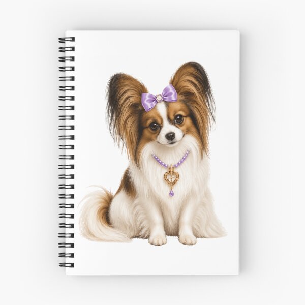 Item preview, Elegant Papillon Dog Portrait with Lavender Bow and Heart Necklace designed and sold by RoPrincess.