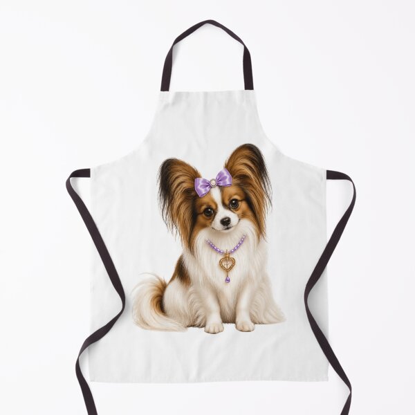 Item preview, Elegant Papillon Dog Portrait with Lavender Bow and Heart Necklace designed and sold by RoPrincess.