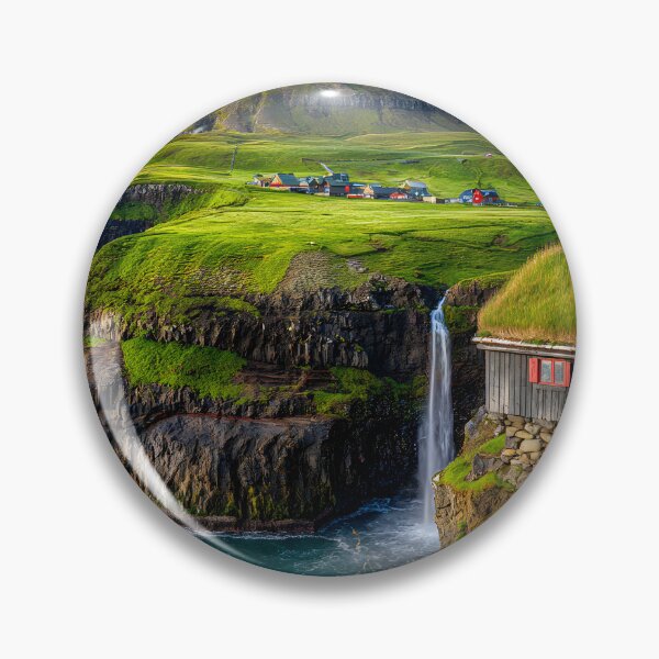 Item preview, Stunning Faroe Islands Landscape with Waterfall Vista designed and sold by Artessie.