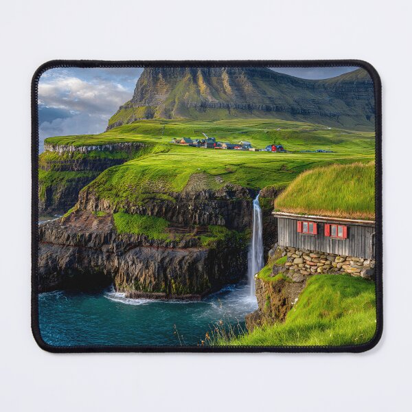 Item preview, Stunning Faroe Islands Landscape with Waterfall Vista designed and sold by Artessie.