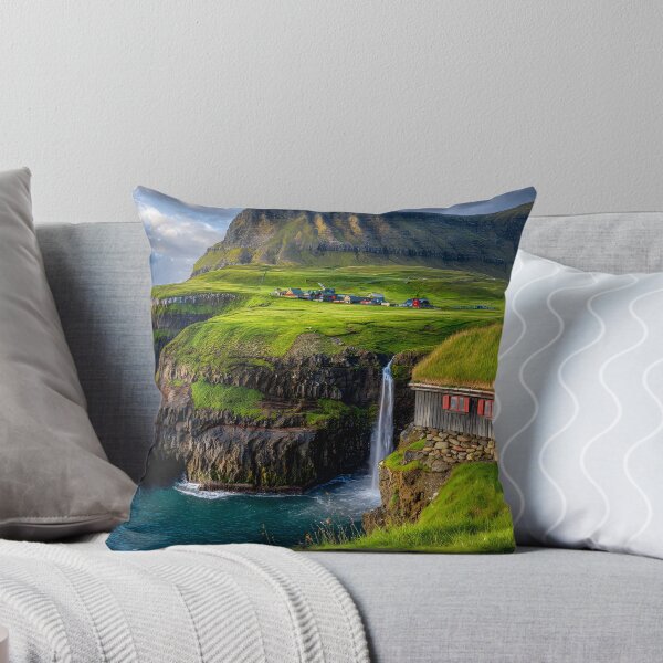 Item preview, Stunning Faroe Islands Landscape with Waterfall Vista designed and sold by Artessie.