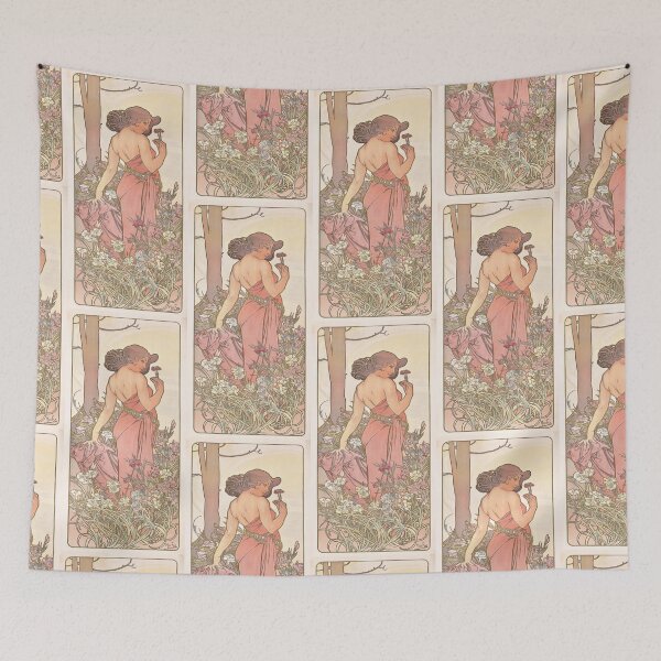Item preview, Woman Smelling Carnation Among Flowers designed and sold by artofuniverse.